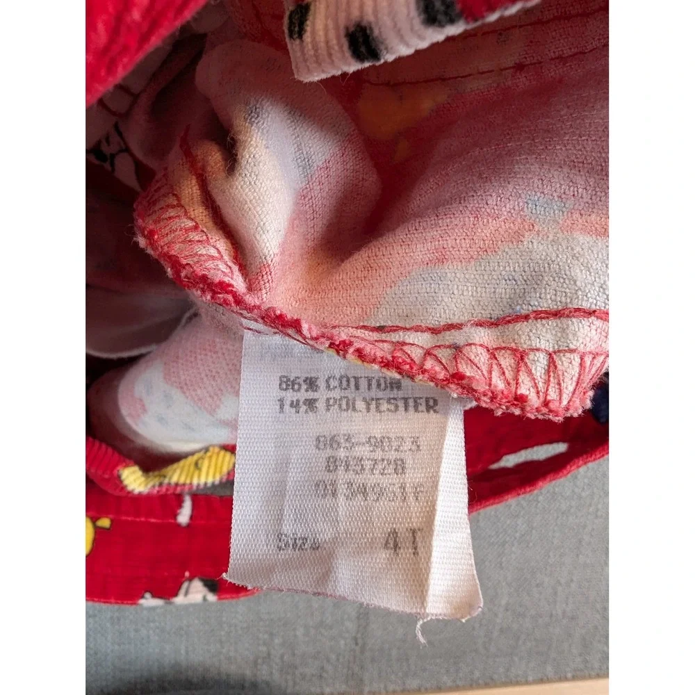OshKosh B'gosh Overalls Toddler 4T Red Corduroy Kennel Klub Puppy Print Vintage